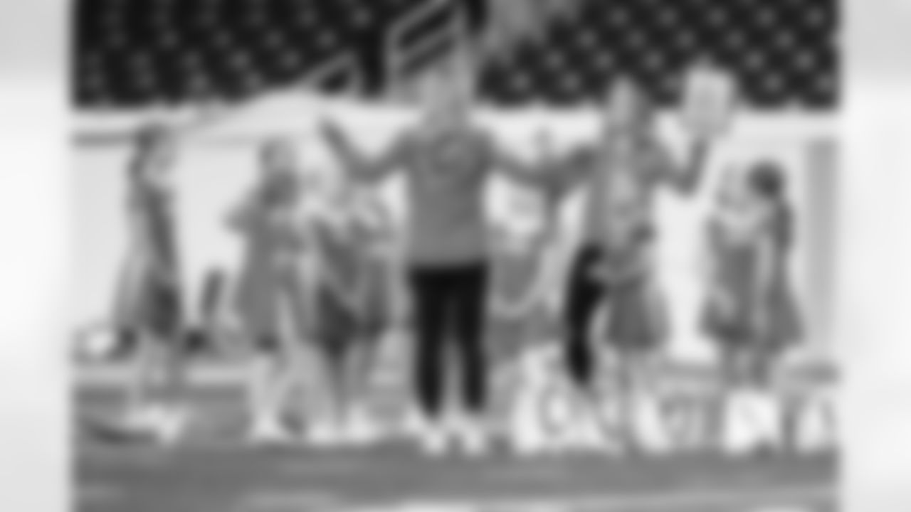 Participants during the junior cheer clinic at Ford Field on Dec. 7, 2025 in Detroit.  (Mike Ferdinande/Detroit Lions)